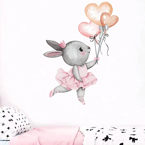 Cartoon Ballet Rabbit Wall Sticker