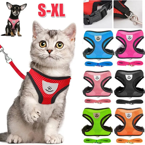 Cat Dog Harness with Lead Leash Adjustable Vest